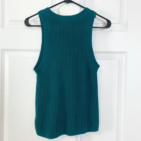 Anthropologie Quinn Sleeveless Knit Texture Sweater Vest Top Tank Turquoise XS - Picture 6 of 7